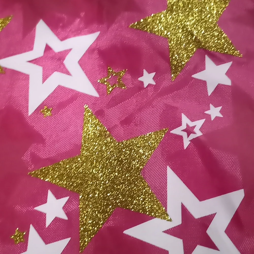 American Girl Pink & Gold Glitter Stars Drawstring Backpack Sz. 11 x 14
